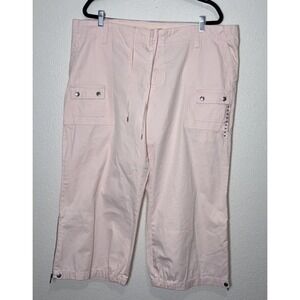 GAP Women's Light Pink Chino Capri Pants Cropped Zip Leg Size 20
